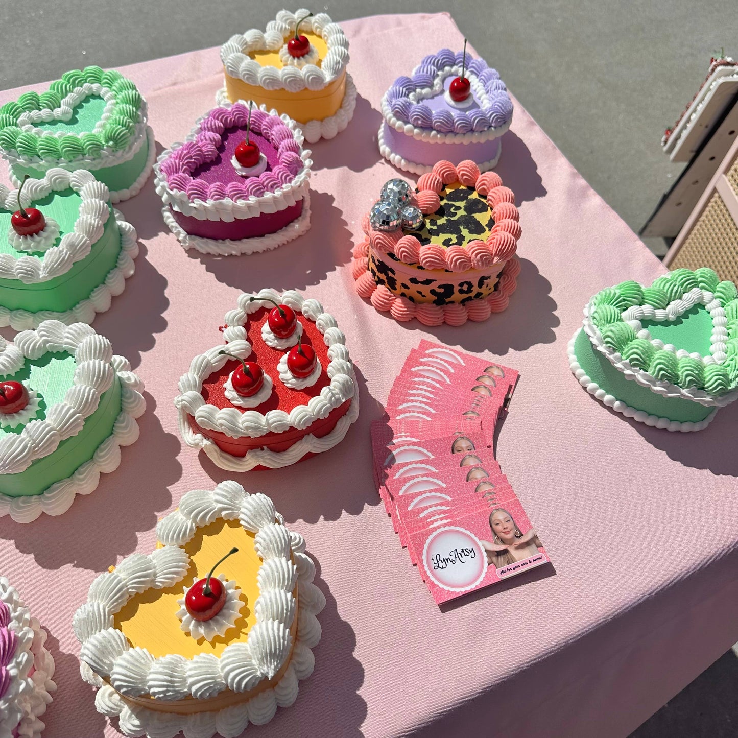 Cake Jewelry Box | Hand Decorated Small Heart Cake Storage Box in Blue or Pink
