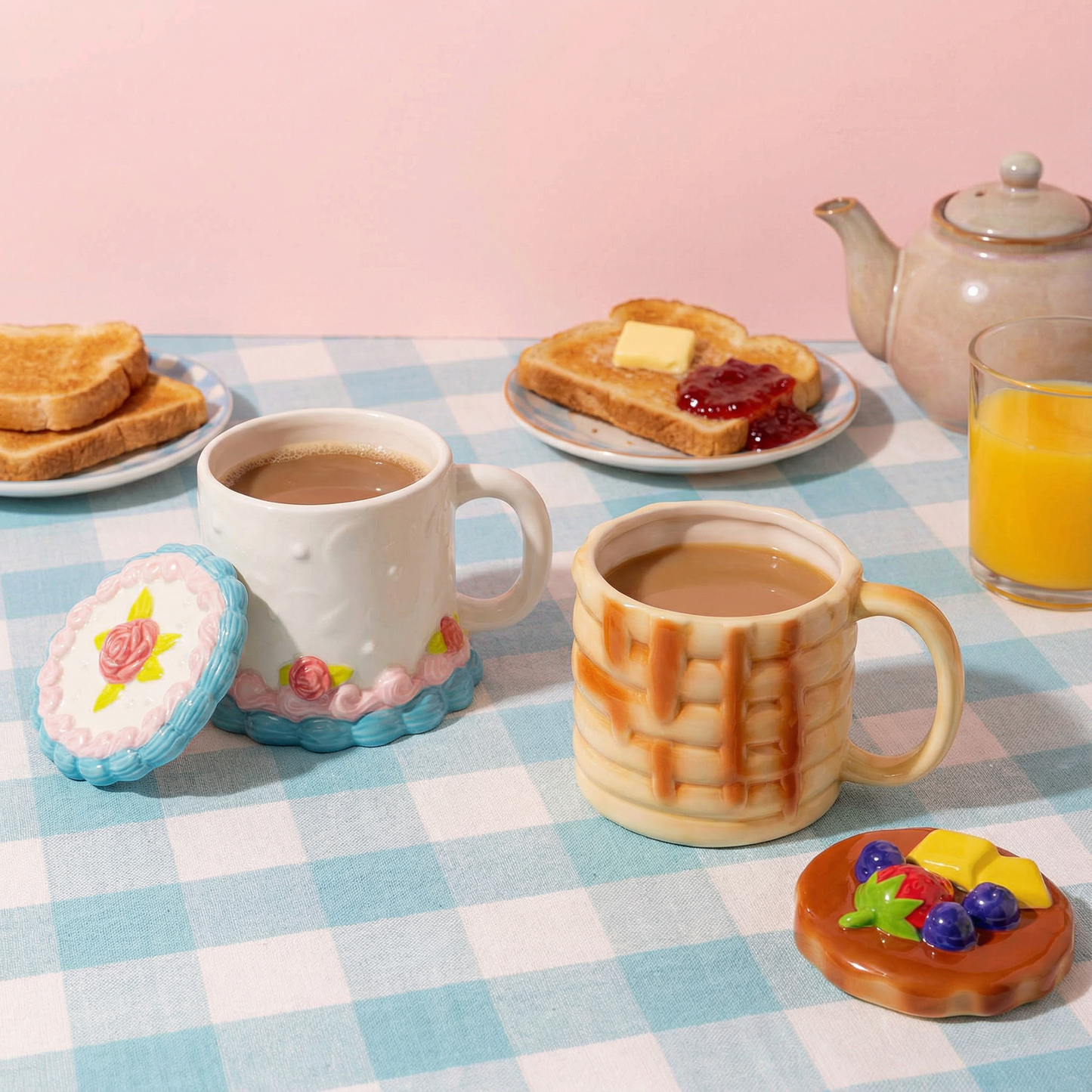 Cake Mug and Pancake Mug Set | Graphic Coffee Tea Cup