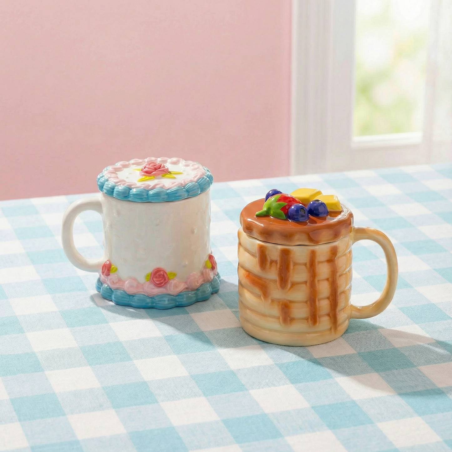 Cake Mug and Pancake Mug Set | Graphic Coffee Tea Cup