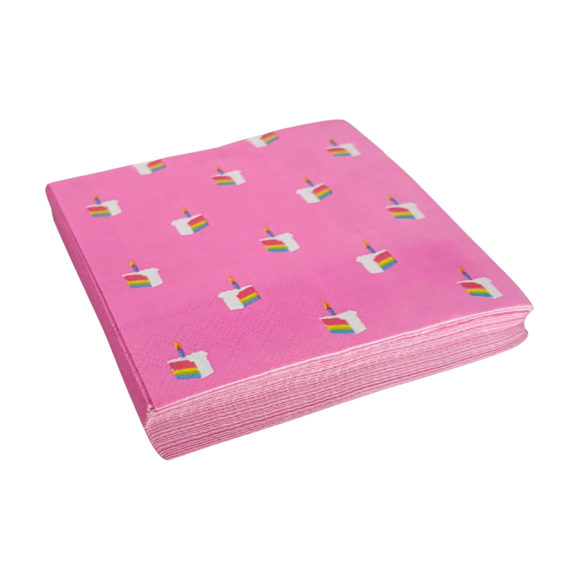 Cake Pattern Beverage Napkins | Birthday Cocktail Party Paper Napkin | 5"