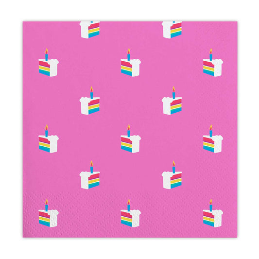 Cake Pattern Beverage Napkins | Birthday Cocktail Party Paper Napkin | 5"