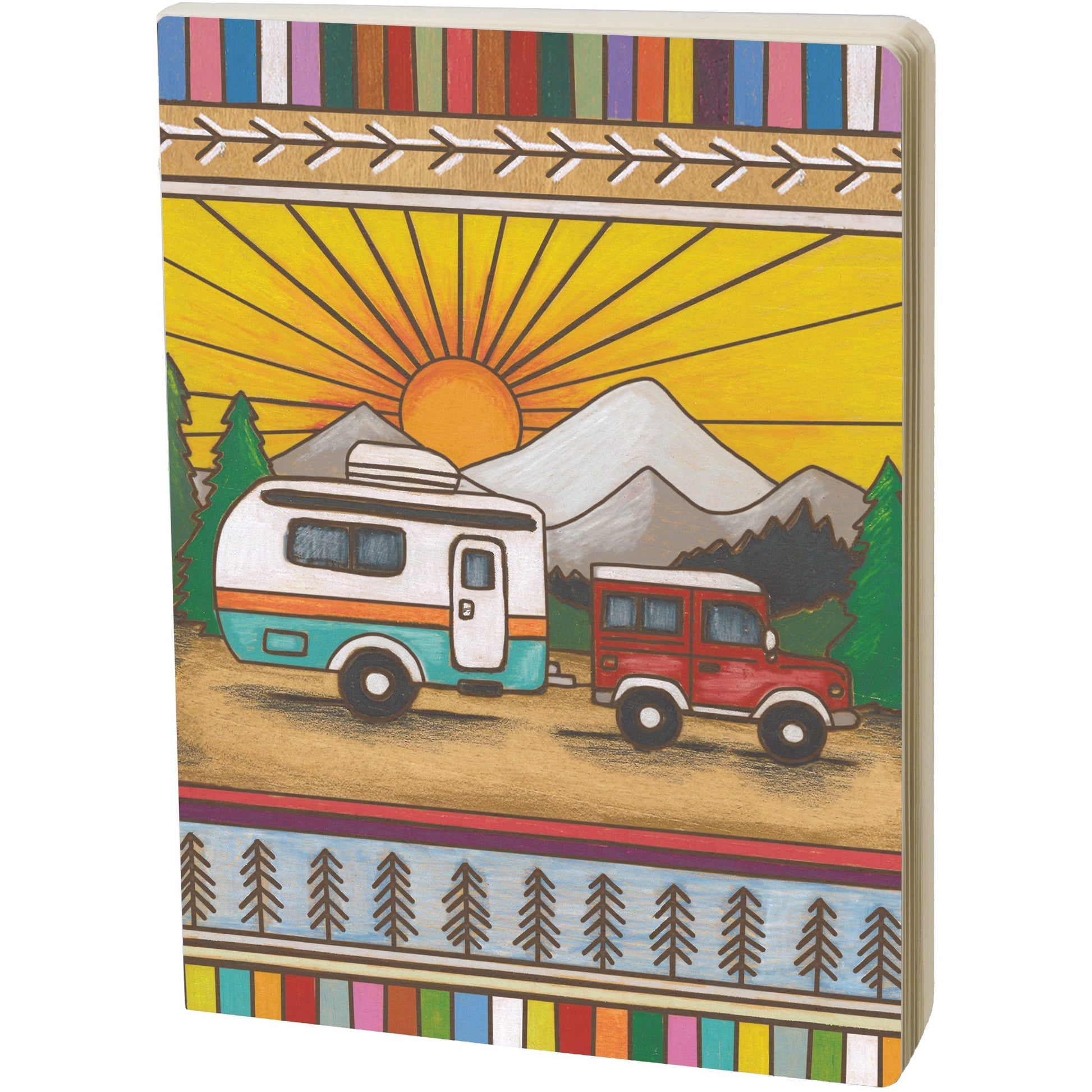 Camper Double-Sided Journal | Wood Burned Camper Trailer Art Designs Notebook