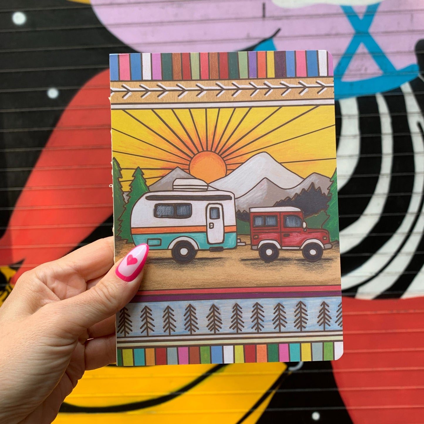 Camper Double-Sided Journal | Wood Burned Camper Trailer Art Designs Notebook