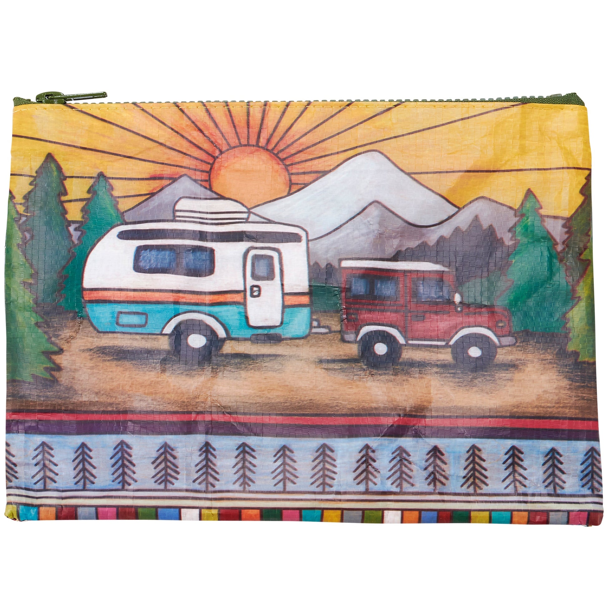 Camper Zipper Pouch | Camping Themed Purse Pencil Case Organizer | 9.50" x 7"