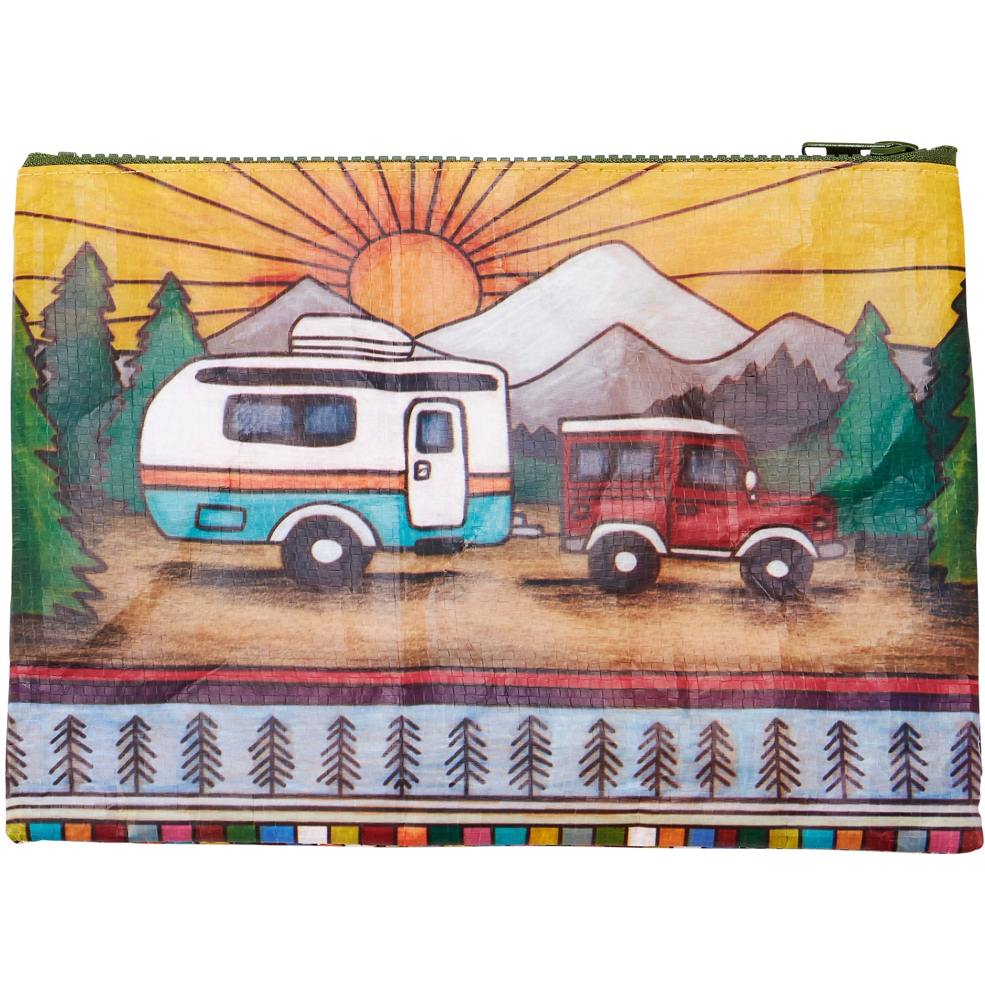 Camper Zipper Pouch | Camping Themed Purse Pencil Case Organizer | 9.50" x 7"