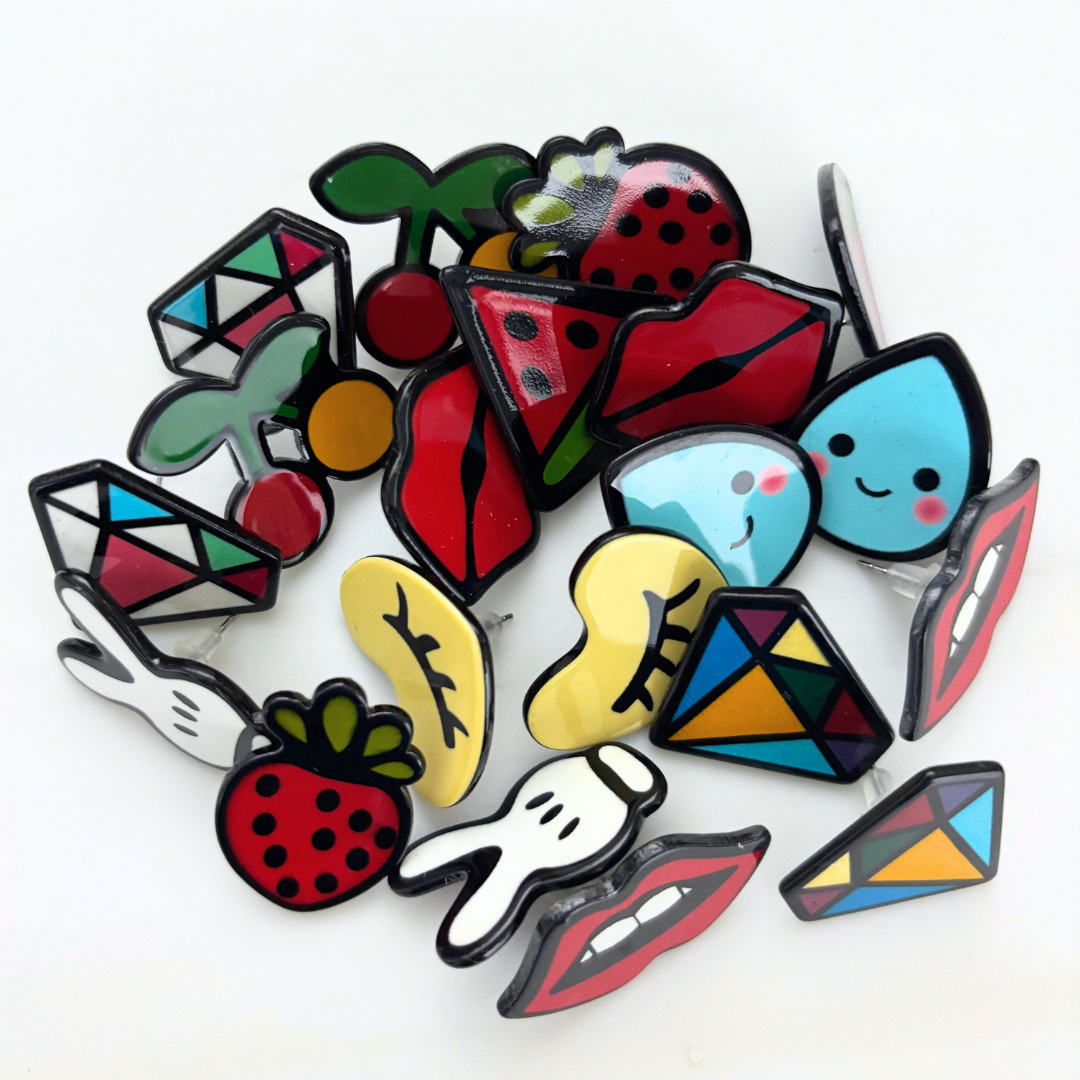 Pop Art High Gloss Statement Stud Earrings | 10 Designs to Choose From