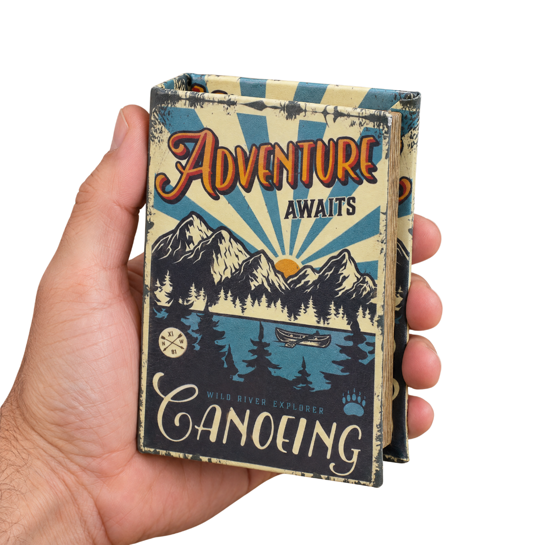 Adventure Awaits Canoeing Book Box | Men's Gift | Secret Stash or Trinket Box-Primitives by Kathy-The Bullish Store