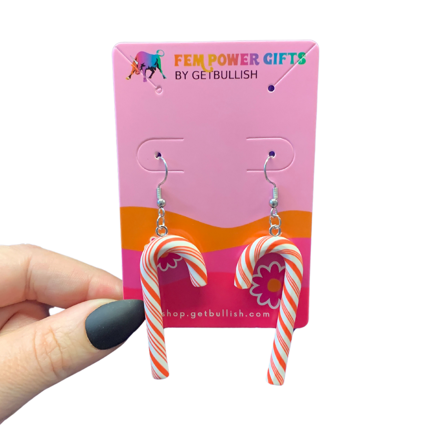 Candy Cane Earrings in Candy Stripe or Rainbow