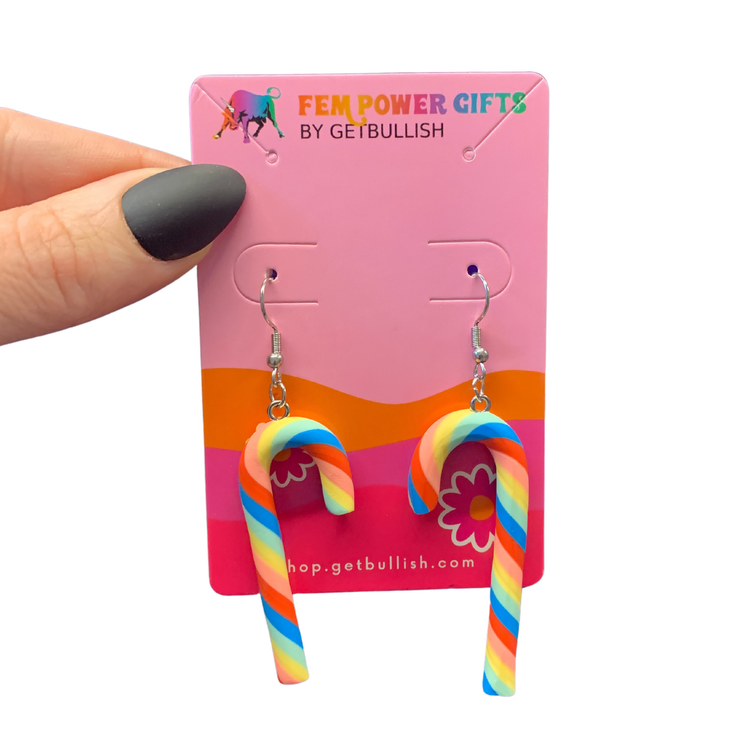 Candy Cane Earrings in Candy Stripe or Rainbow