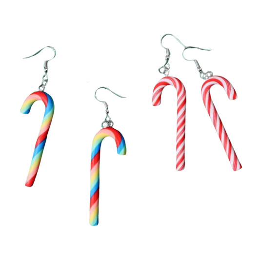 Candy Cane Earrings in Candy Stripe or Rainbow