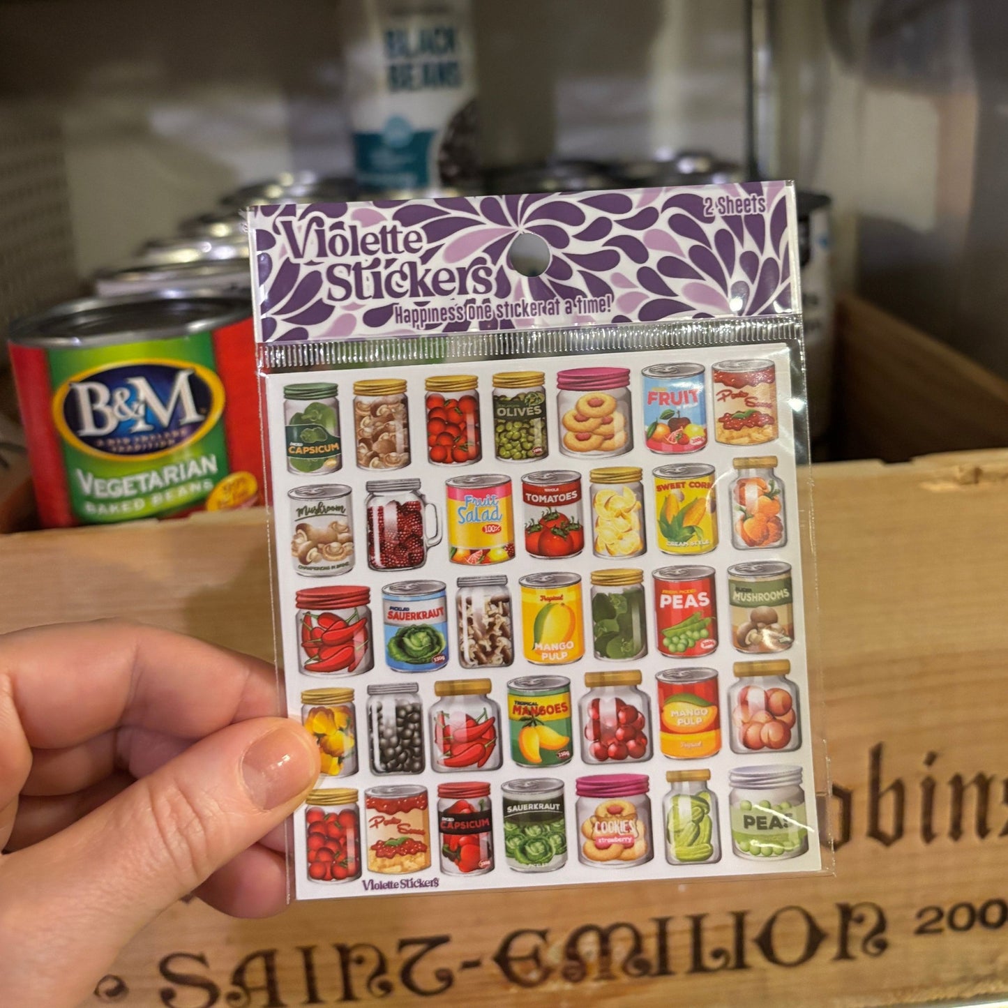 Cans and Jars of Food Stickers | 4" x 4" Stickers | 2 Sheets