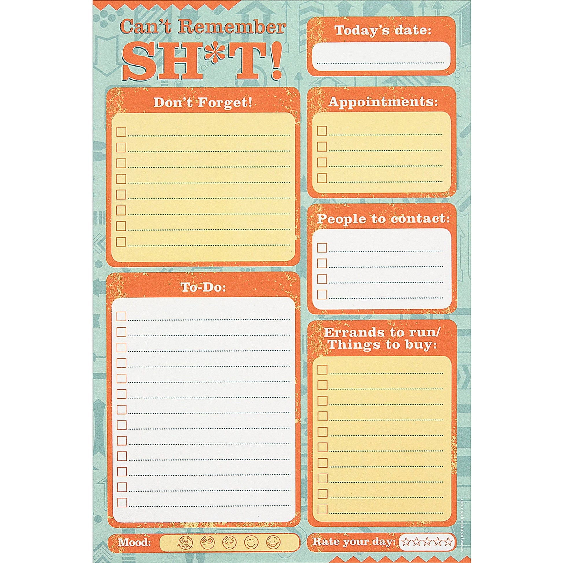 Can't Remember Sh*t To Do List Note Pad | 60 Tearable Sheets 6" x 9" Funny Profanity Stationery List Pad