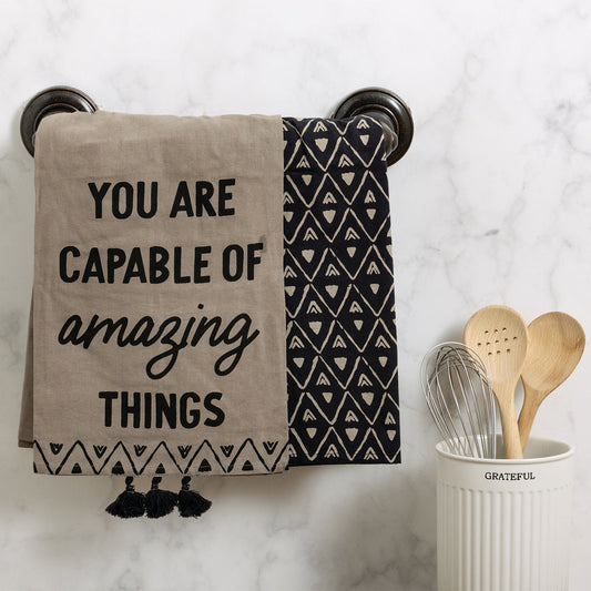 Capable Of Amazing Things Dish Cloth Towel Set | 2 Coordinating Cotton Towels
