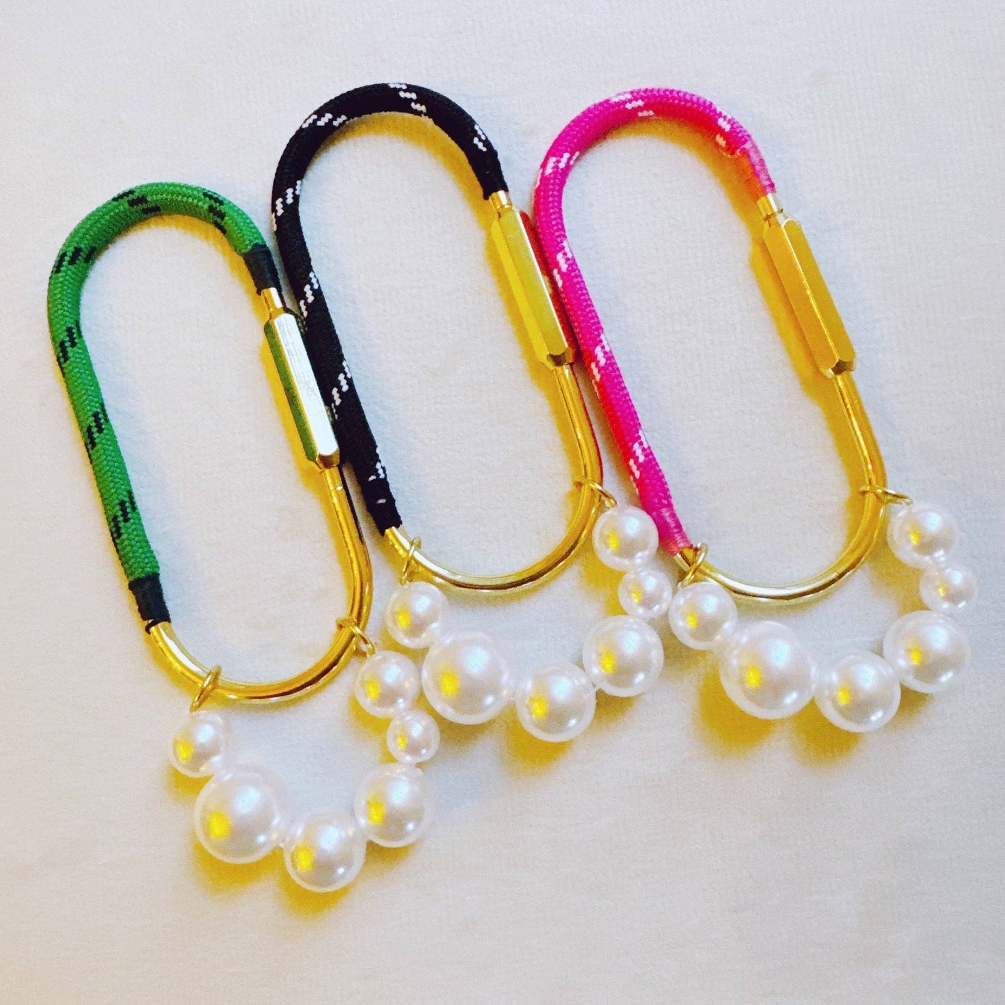 Carabiner Bag Charm | Roped and Pearled Shackle Bag Decor