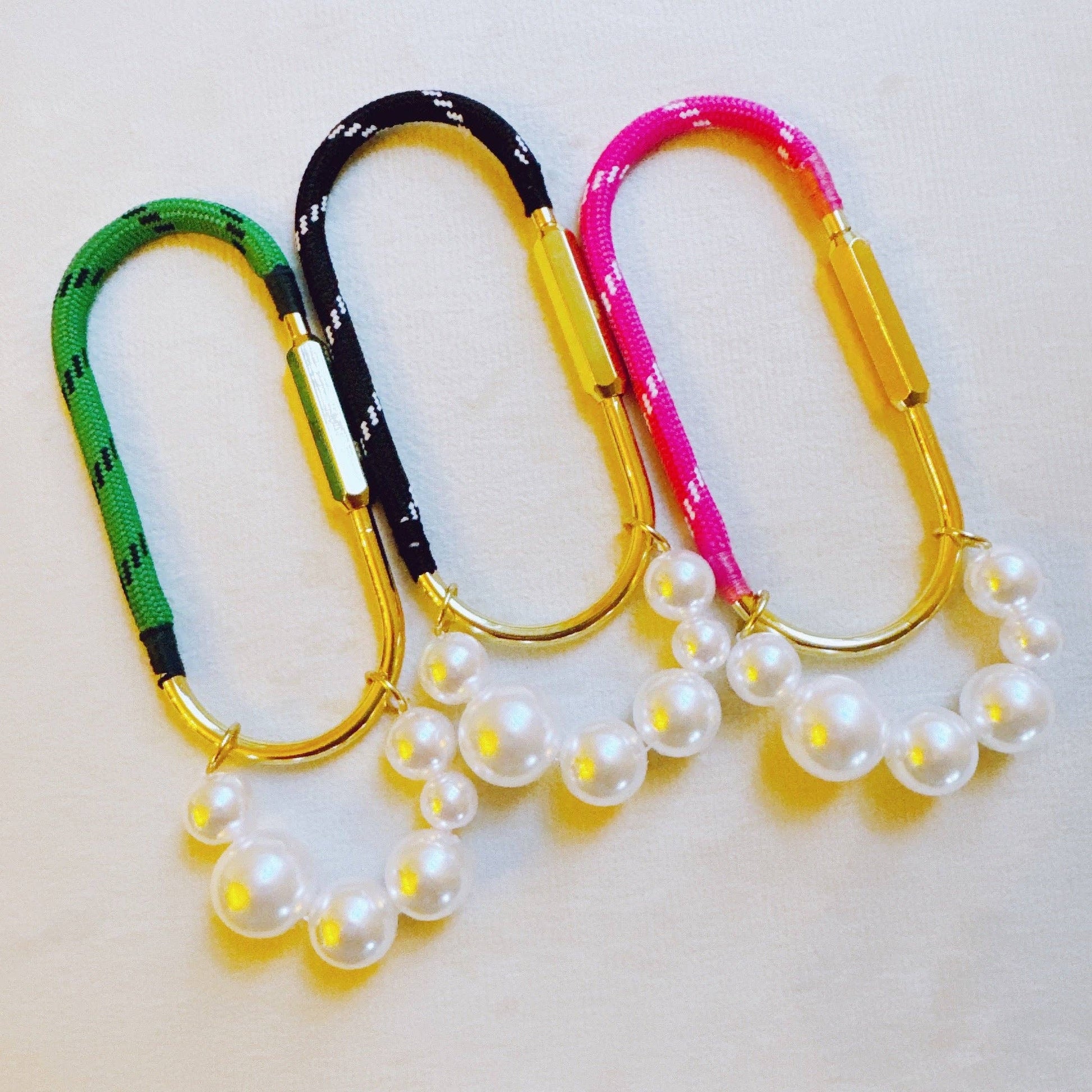Carabiner Bag Charm | Roped and Pearled Shackle Bag Decor
