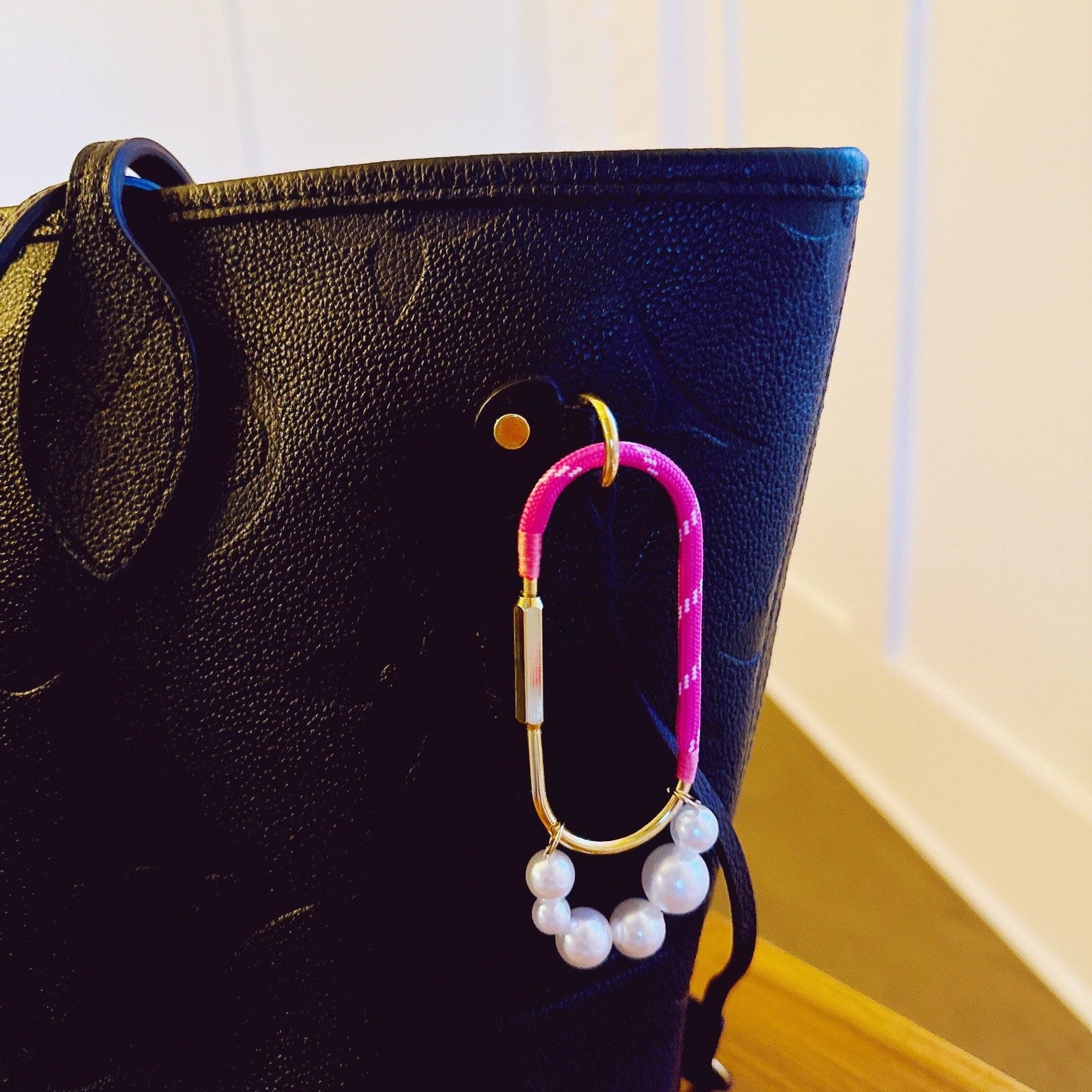 Carabiner Bag Charm | Roped and Pearled Shackle Bag Decor