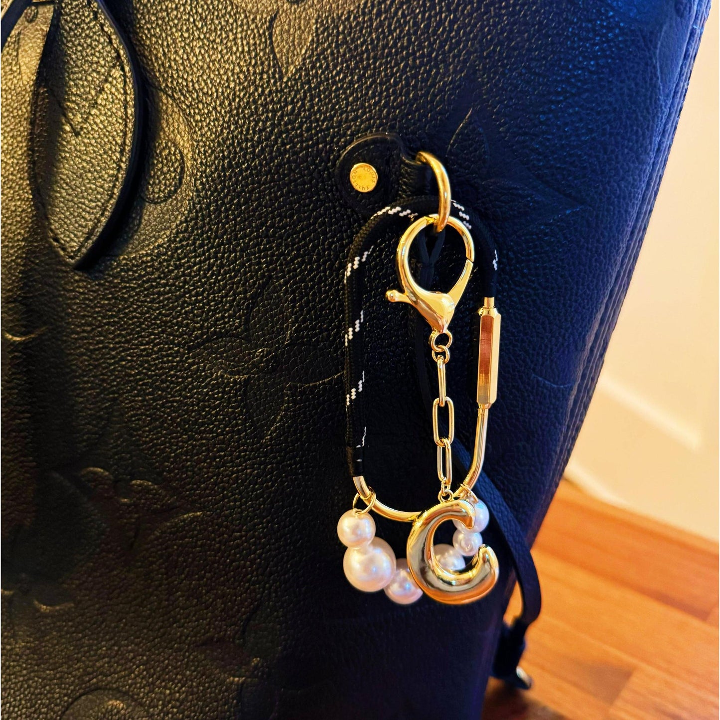 Carabiner Bag Charm | Roped and Pearled Shackle Bag Decor
