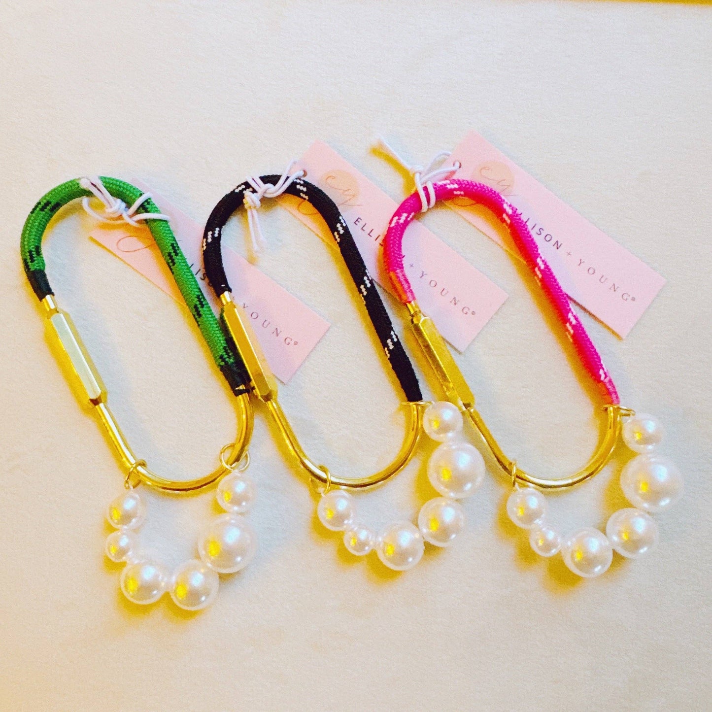 Carabiner Bag Charm | Roped and Pearled Shackle Bag Decor