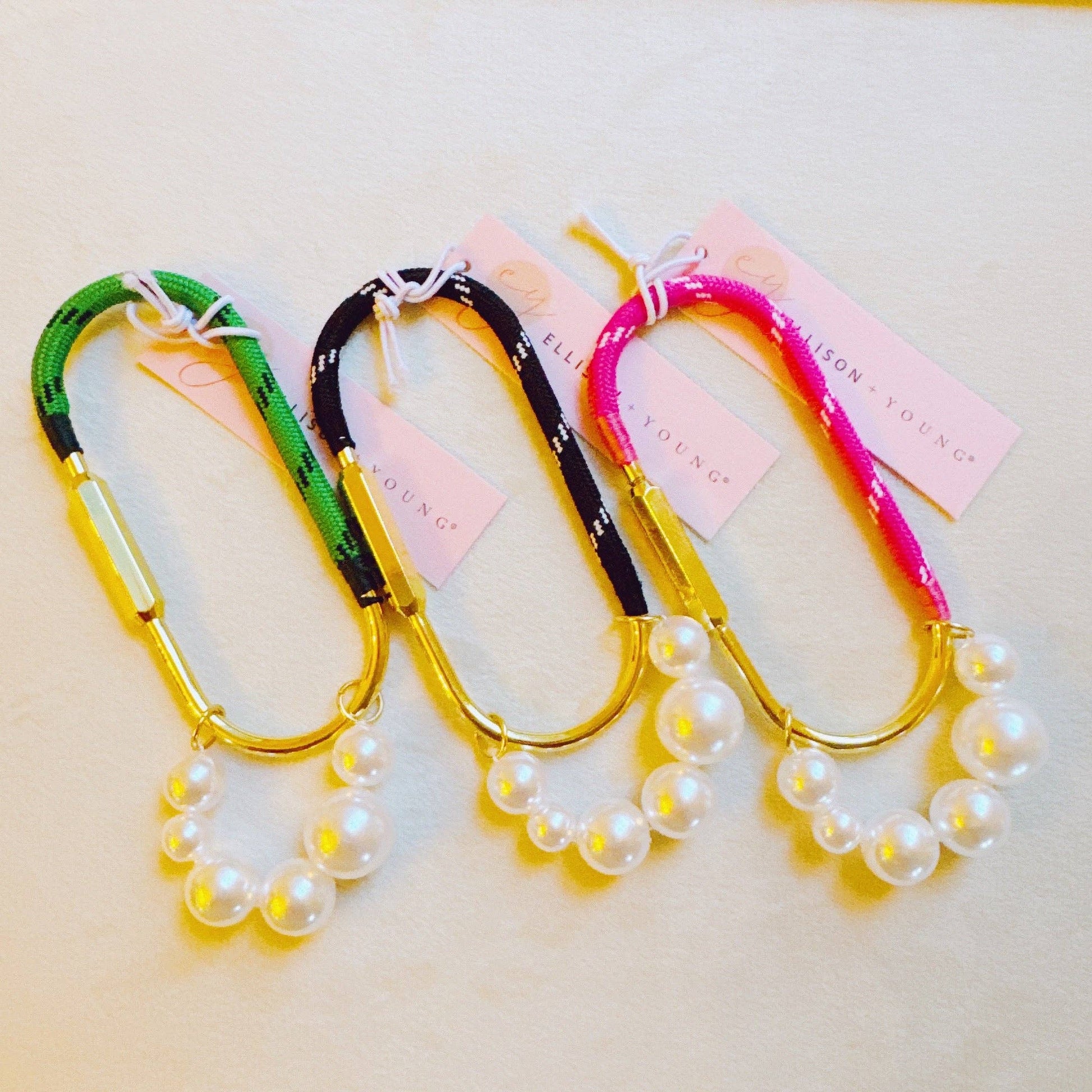 Carabiner Bag Charm | Roped and Pearled Shackle Bag Decor