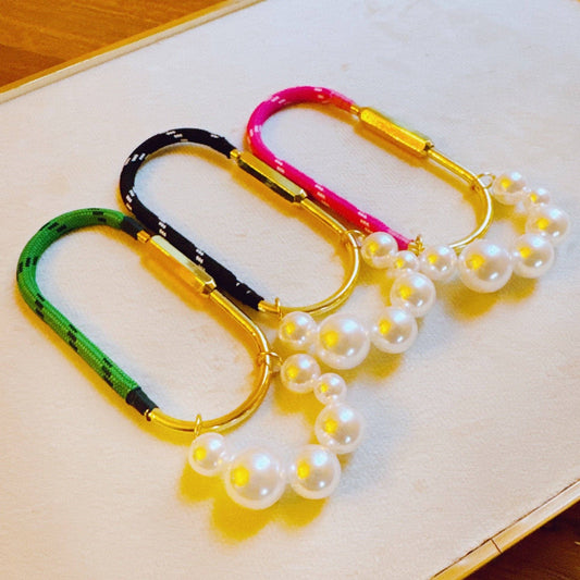 Carabiner Bag Charm | Roped and Pearled Shackle Bag Decor