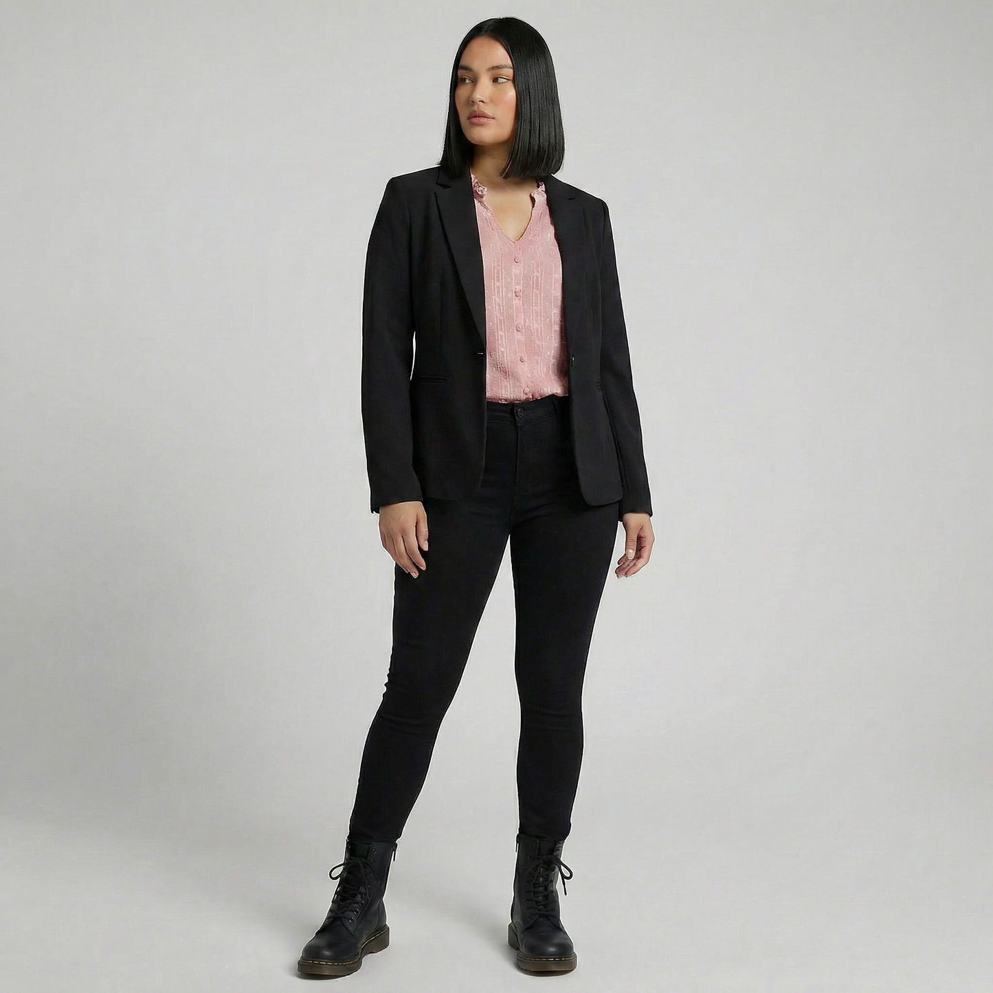 Career Coquette Pink Long Sleeve Textured Blouse