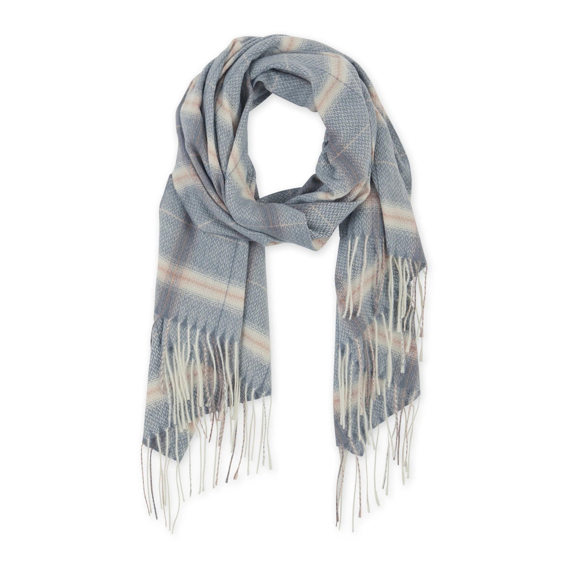 Caroline Plaid Scarf in Gray | Unisex Classic Winter Plaid Pattern Scarf | 75" x 27.5"