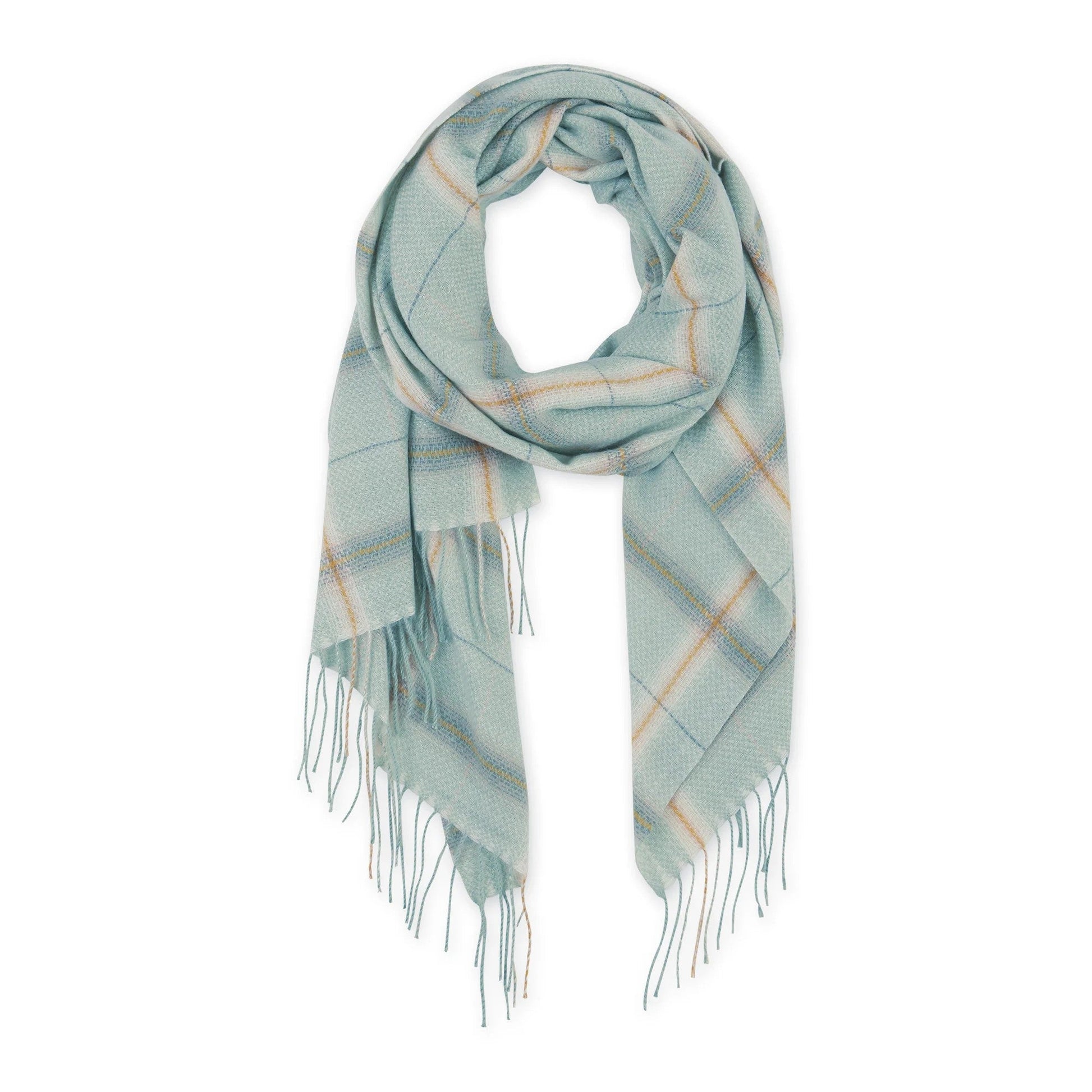 Caroline Plaid Scarf in Sage | Unisex Classic Winter Plaid Pattern Scarf | 75" x 27.5"