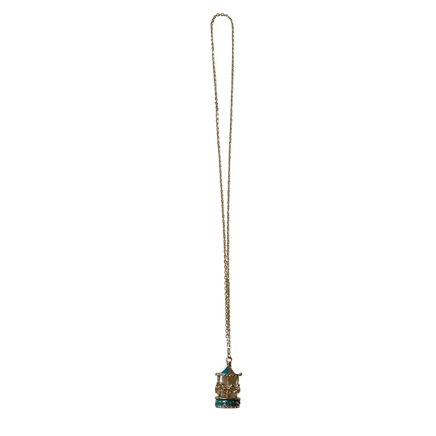 Carousel Necklace | Enamel & Gold Carousel Pendant with Gold Horses