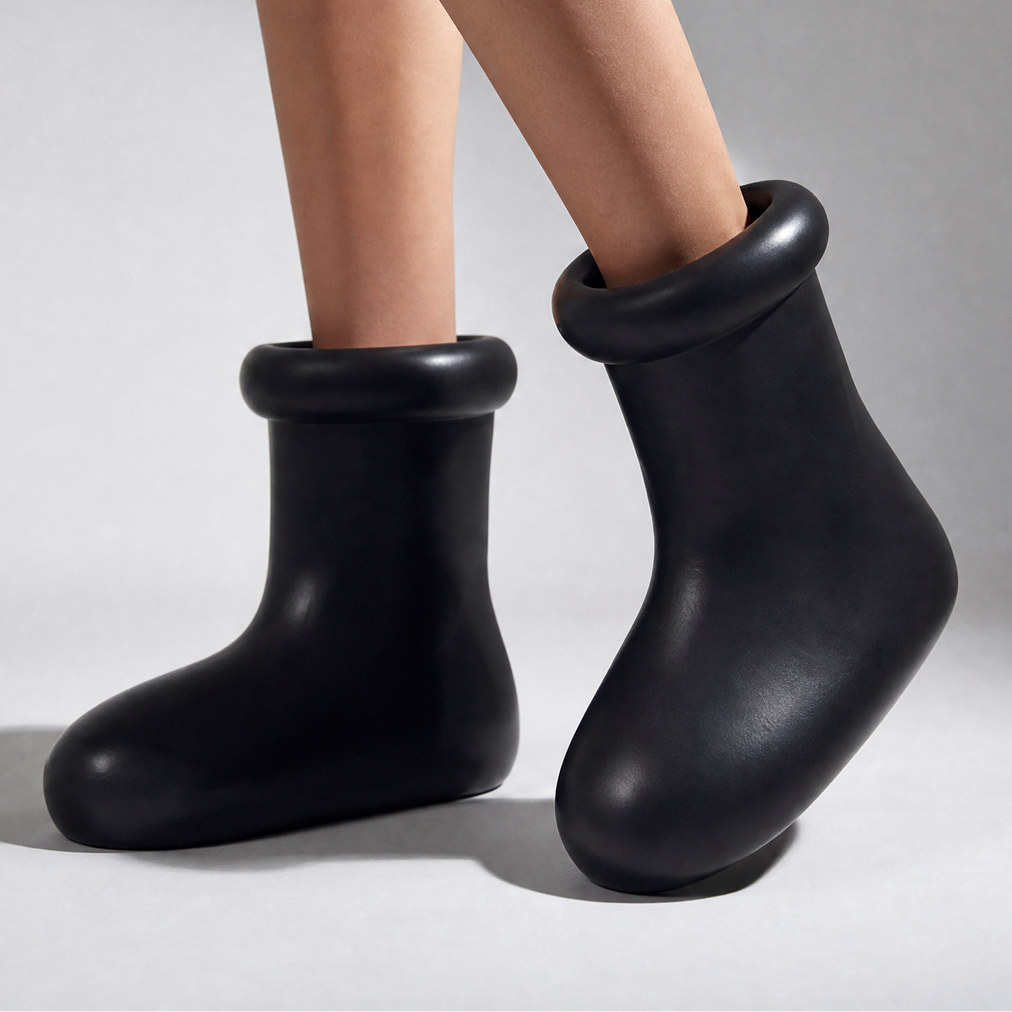 Cartoon Character Boots in Red or Black | Oversized Rounded-Toe Statement Boots