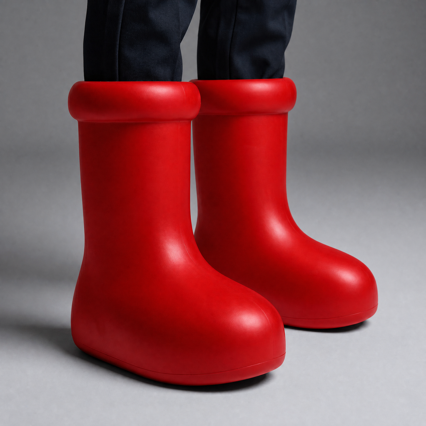 Cartoon Character Boots in Red or Black | Oversized Rounded-Toe Statement Boots