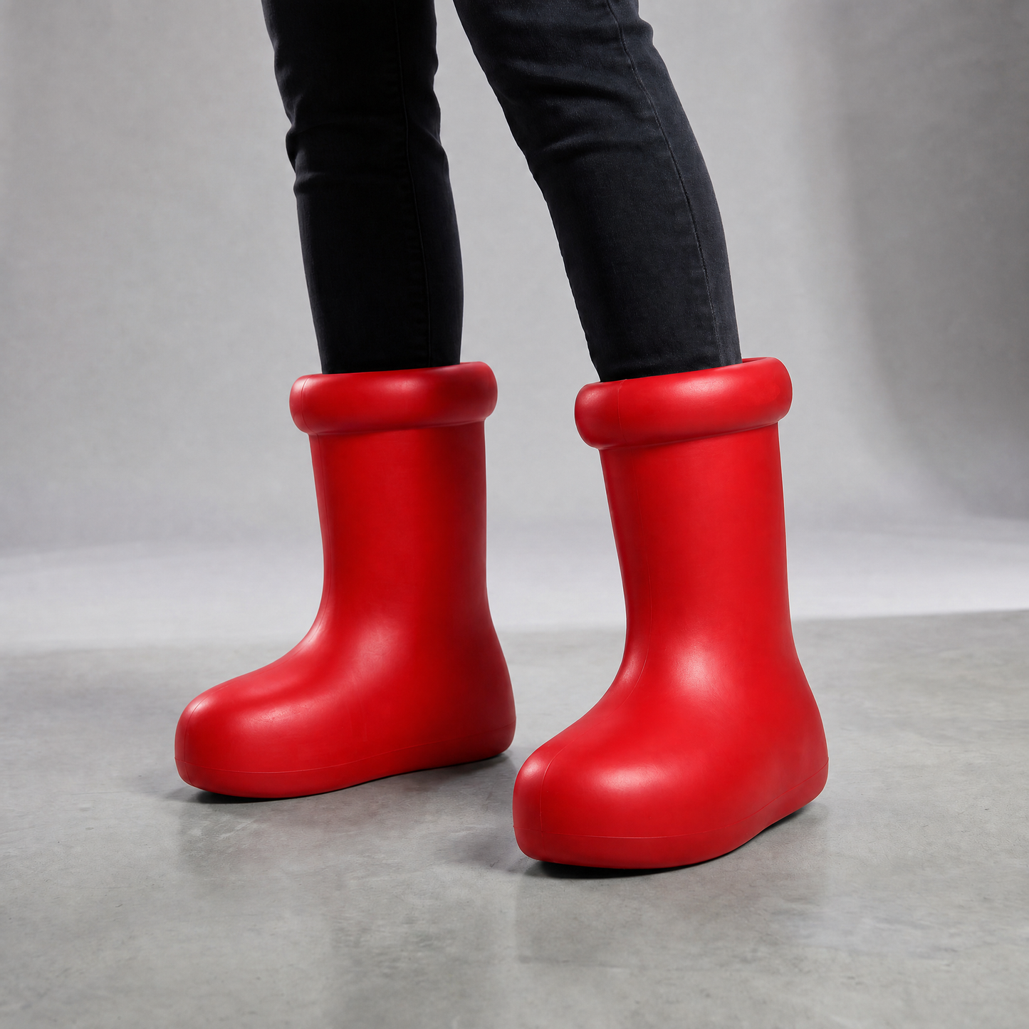 Cartoon Character Boots in Red or Black | Oversized Rounded-Toe Statement Boots