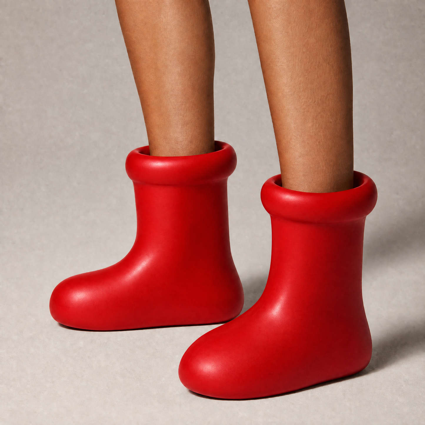Cartoon Character Boots in Red or Black | Oversized Rounded-Toe Statement Boots