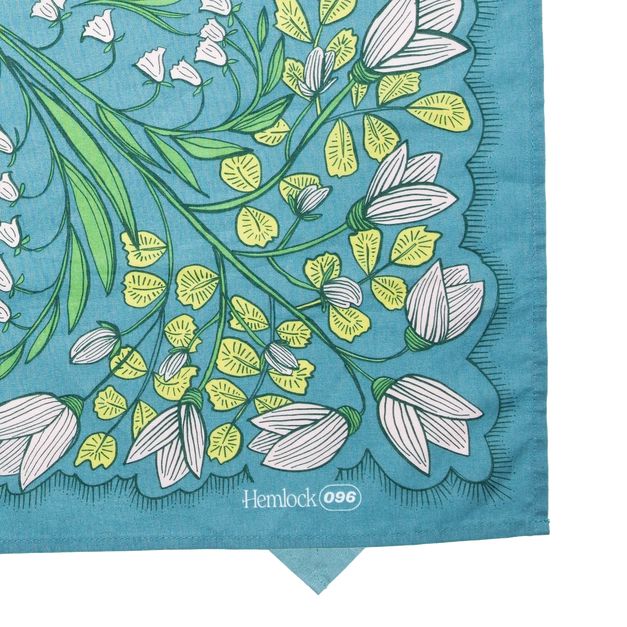 Cassie in Teal with Flowers Bandana | 22" x 22" Premium Cotton