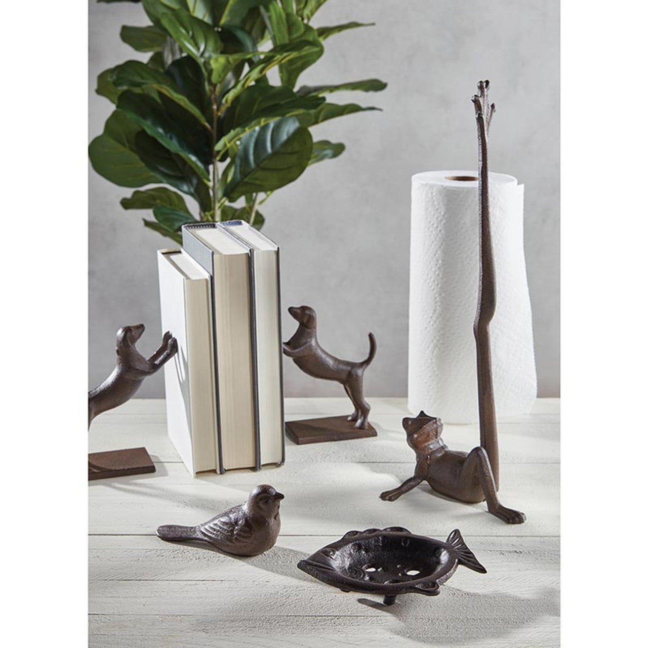 Cast Iron Bird Decor in Rustic Brown | Decorative Table Shelf Figurine