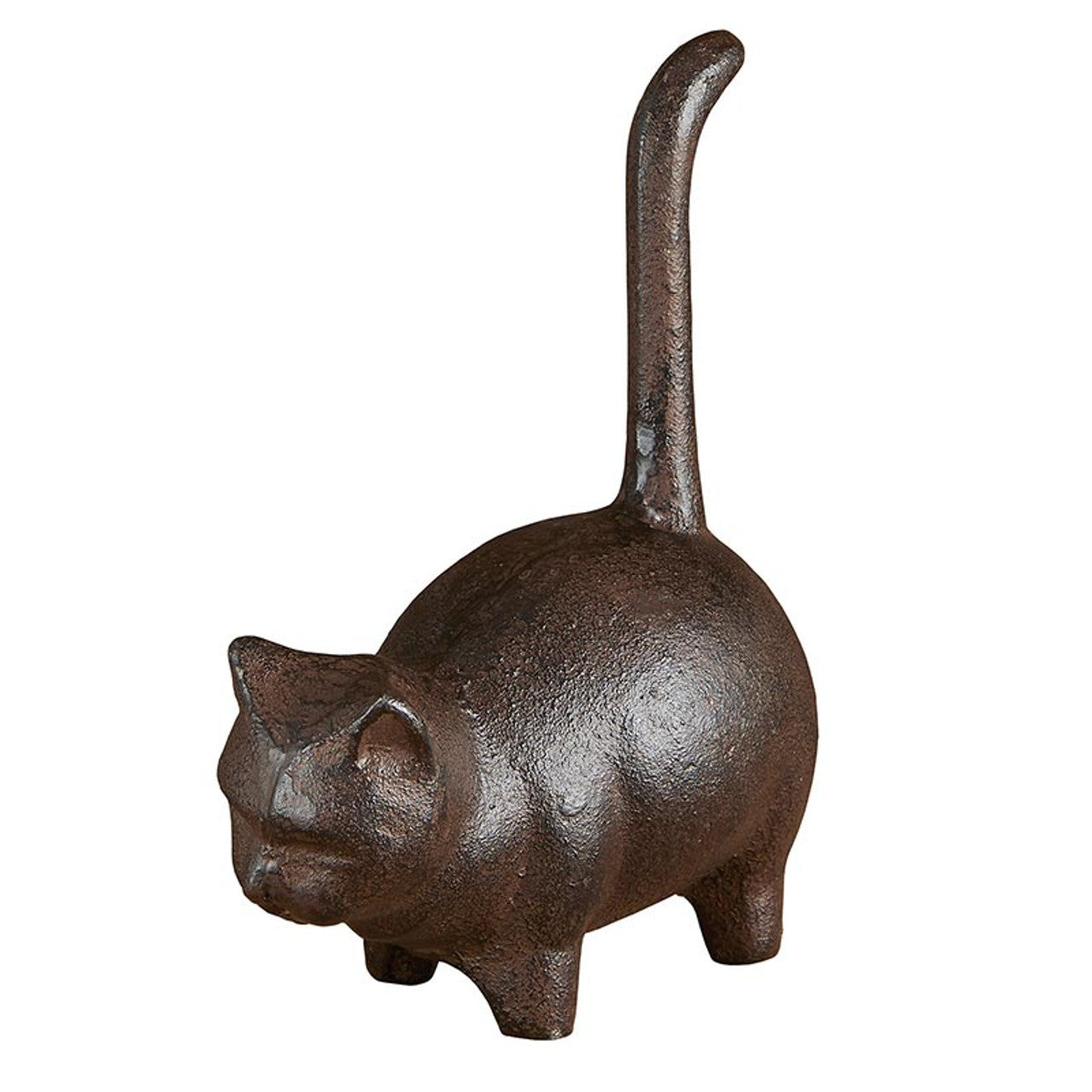 Cast Iron Round Cat | Brown Figurine Cat Lovers Decor