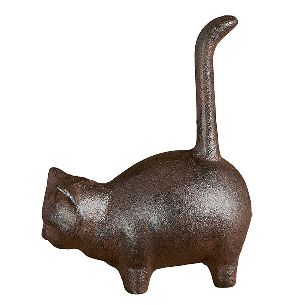 Cast Iron Round Cat | Brown Figurine Cat Lovers Decor