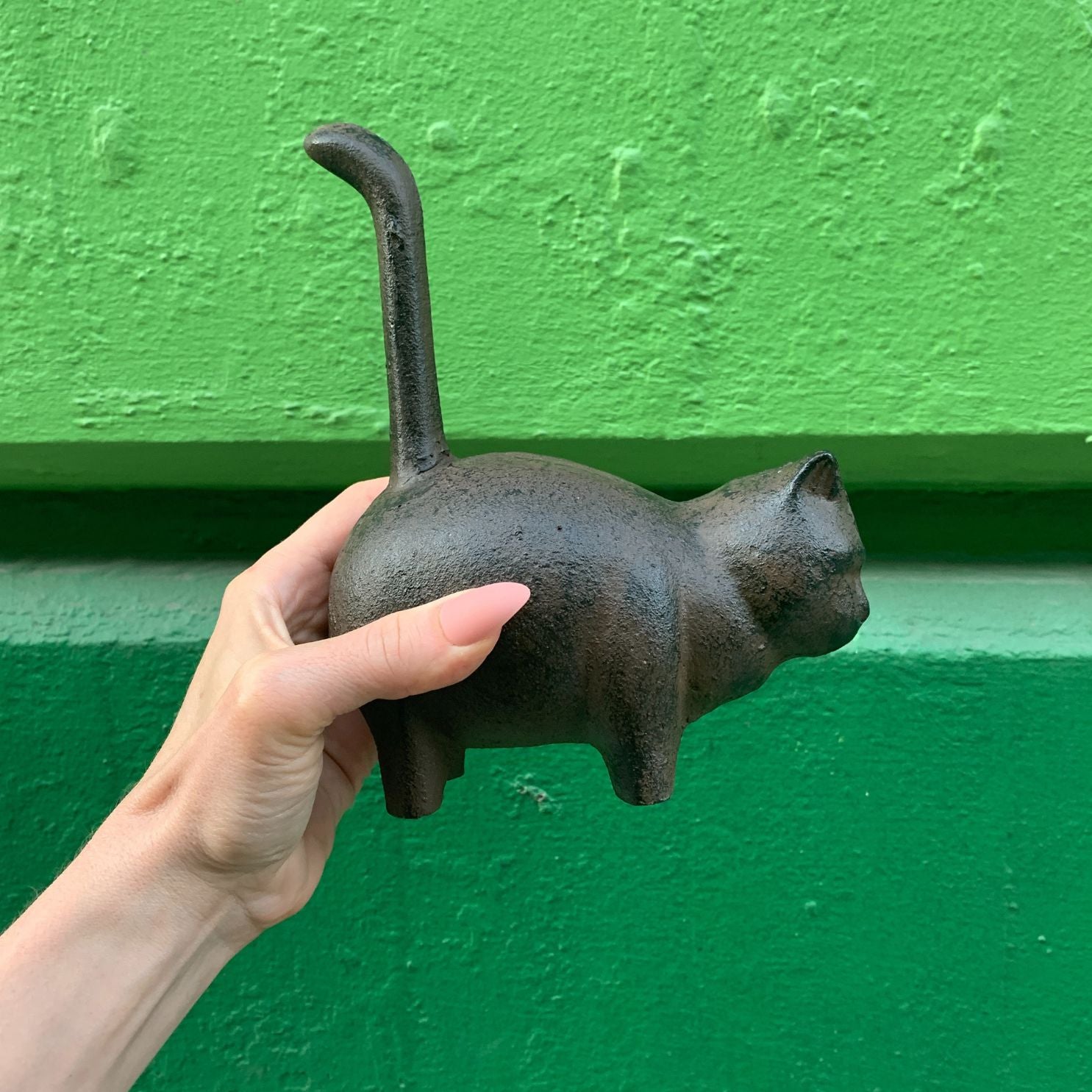 Cast Iron Round Cat | Brown Figurine Cat Lovers Decor