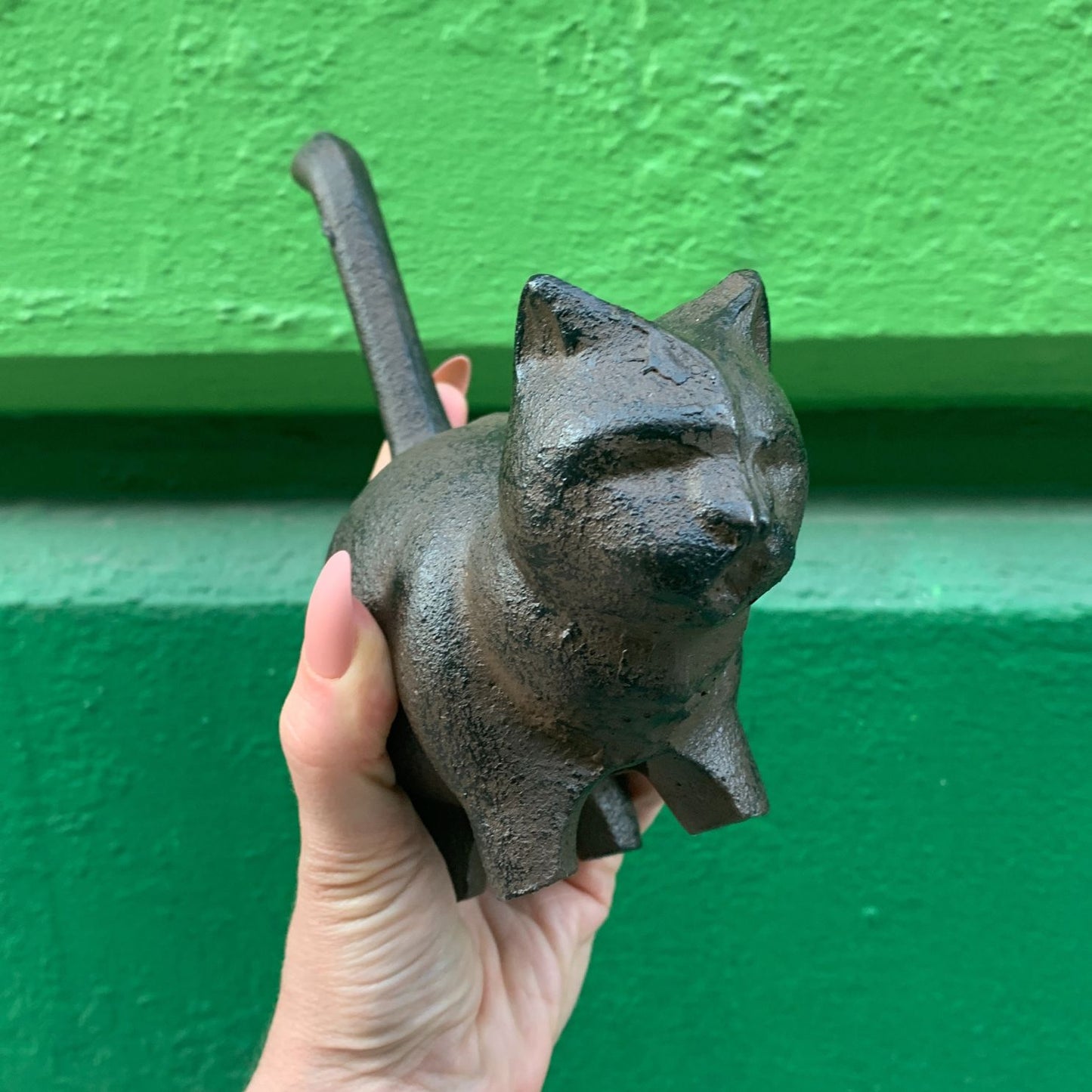 Cast Iron Round Cat | Brown Figurine Cat Lovers Decor