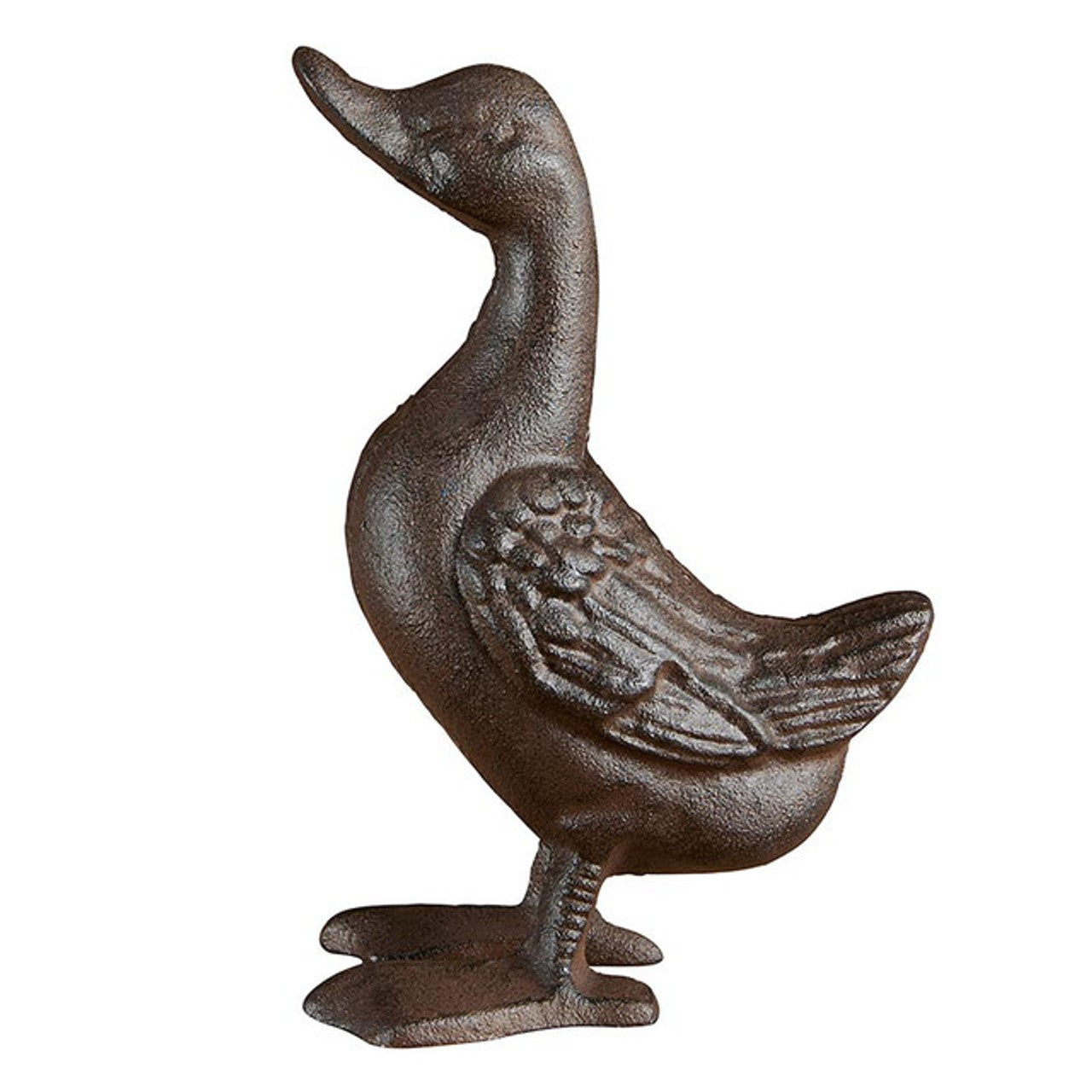 Cast Iron Standing Duck Decor in Rustic Brown | Decorative Table Shelf Figurine