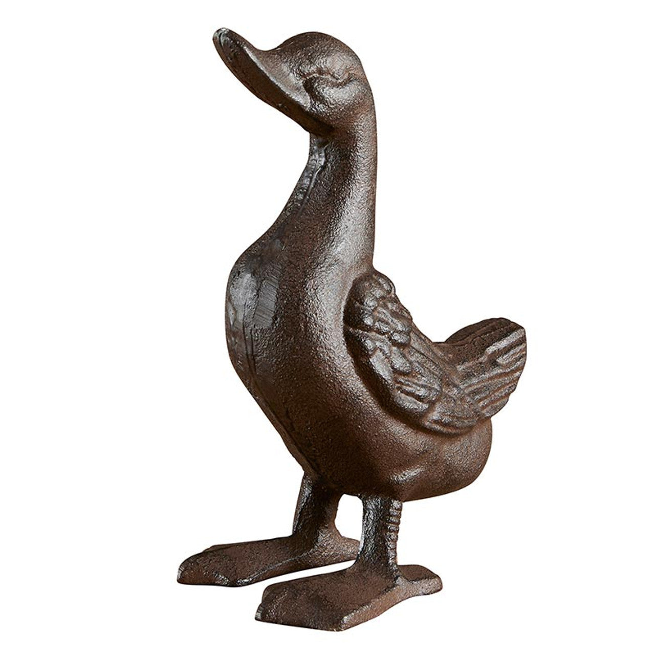 Cast Iron Standing Duck Decor in Rustic Brown | Decorative Table Shelf Figurine