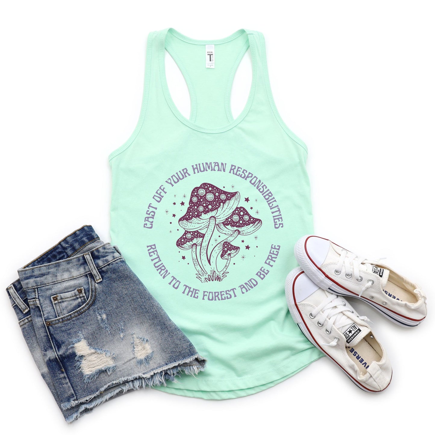 Cast Off Your Human Responsibilities Return to the Forest Women's Ideal Racerback Tank