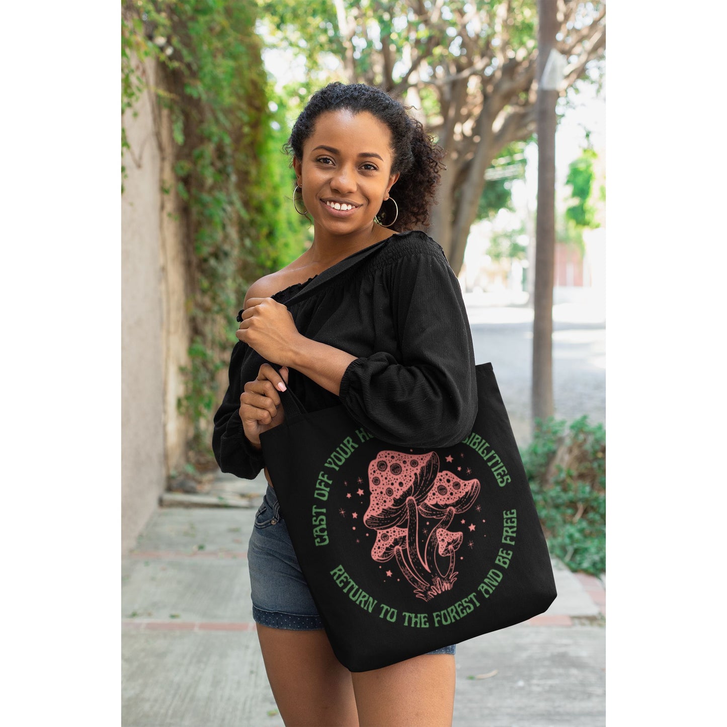 Cast Off Your Human Responsibilities Tote Bag in Black | 18" x 18"