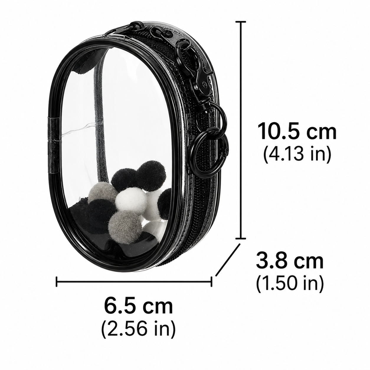 Cat & Bear Plush Bag Charms with Clear Pouch Keychain-Crover-The Bullish Store