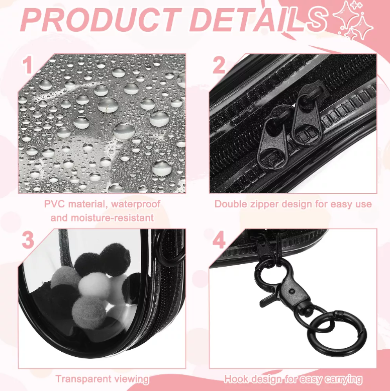 Cat & Bear Plush Bag Charms with Clear Pouch Keychain-Crover-The Bullish Store