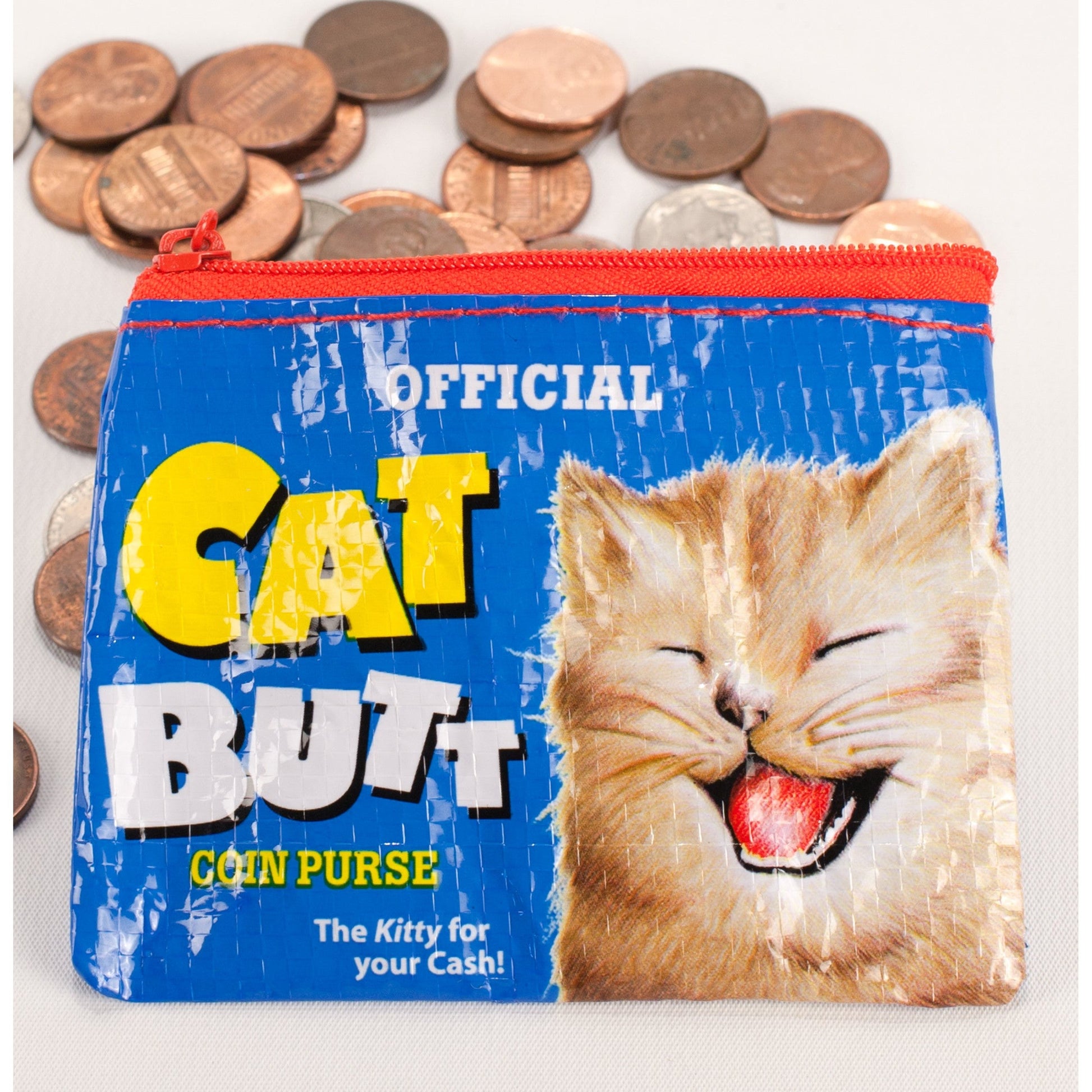 Cat Butt Coin Purse in Blue | Recycled Material | 3"h x 4"w | BlueQ at GetBullish