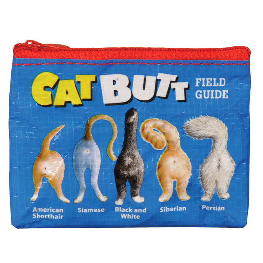 Cat Butt Coin Purse in Blue | Recycled Material | 3"h x 4"w | BlueQ at GetBullish