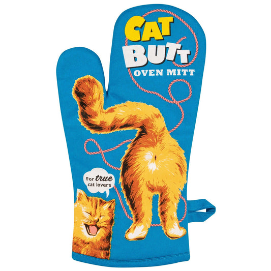 Cat Butt Oven Mitt | Funny Cat Thermal Pot Holder in Blue | BlueQ at GetBullish