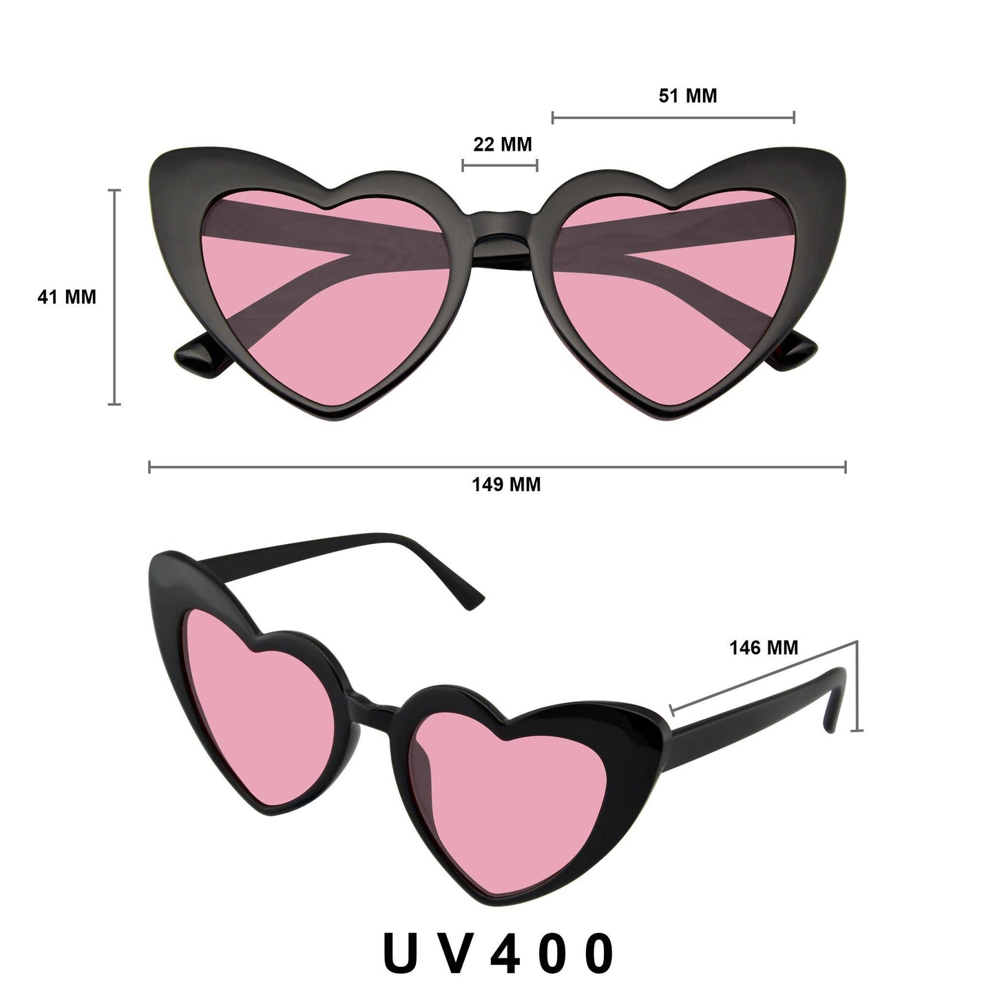 Cat Eye Heart Shape Sunglasses | Retro Festival Color Tinted Sunnies