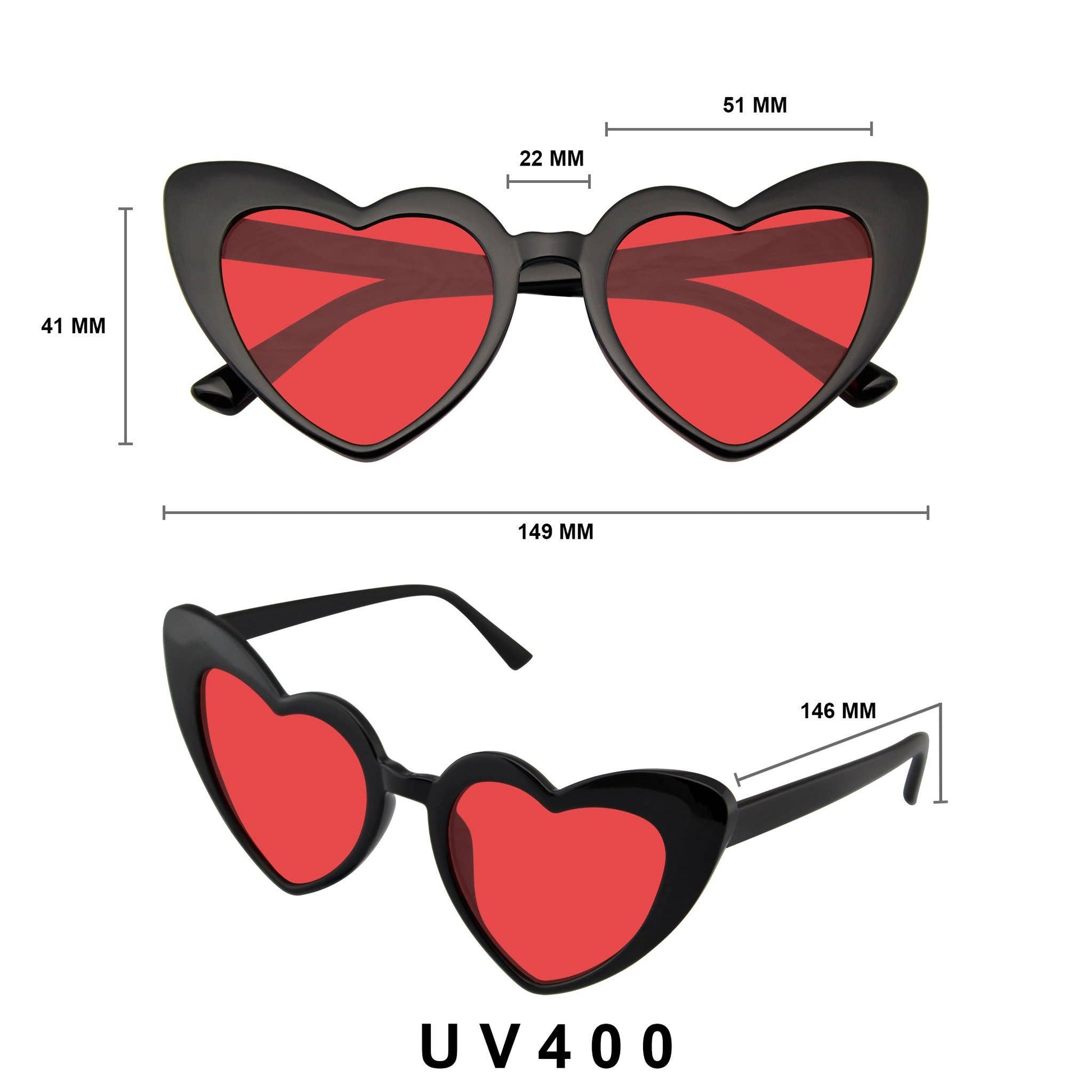Cat Eye Heart Shape Sunglasses | Retro Festival Color Tinted Sunnies