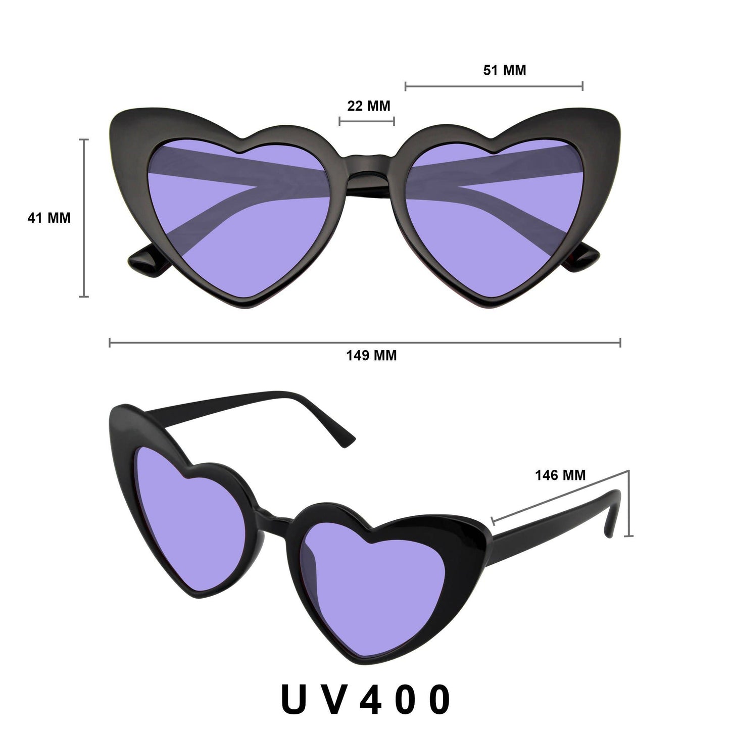 Cat Eye Heart Shape Sunglasses | Retro Festival Color Tinted Sunnies